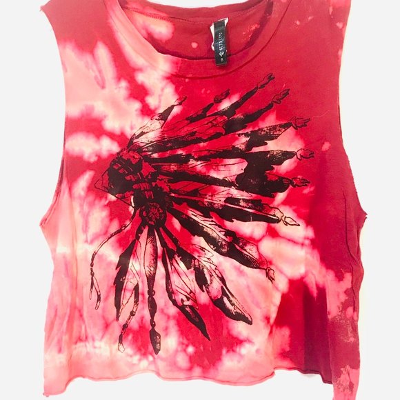 Anticulture Tops - FULL TILT Custom Shirt Tie Dye Indian Headdress S